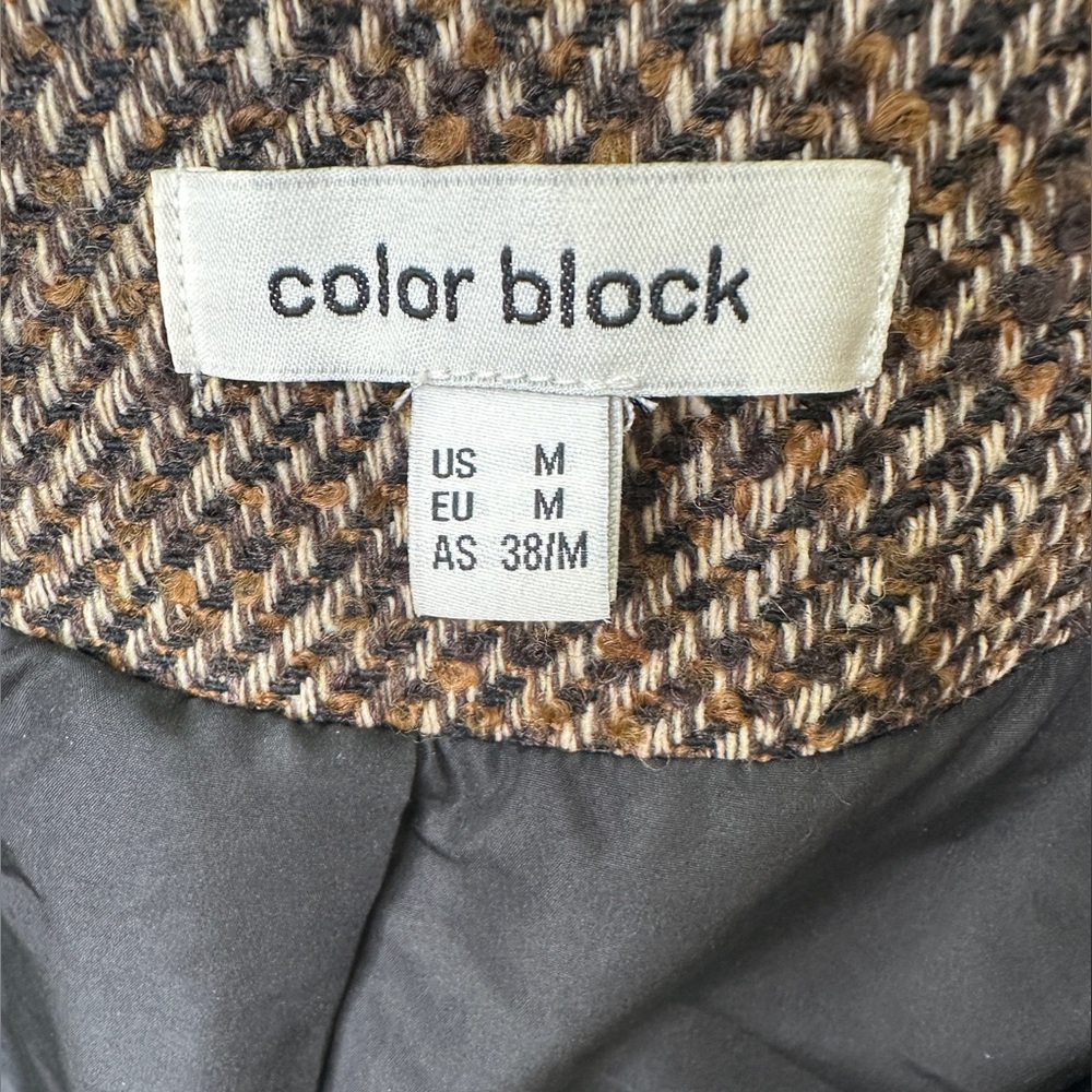 Brown tweed Color Block brand women’s fall jacket - Picture 3 of 6